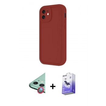 MARSİLYAN™- iPhone 11 Kılıf Yankı Yansıma Özel Seri - Siyah Bilvis 5in1 5D Magic Hayalet Cam Ekran Koruyucu + Raze Metal Kamera Lens - KI