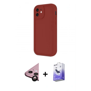 MARSİLYAN™- iPhone 11 Kılıf Yankı Yansıma Özel Seri - Siyah Bilvis 5in1 5D Magic Hayalet Cam Ekran Koruyucu + Raze Metal Kamera Lens - SH