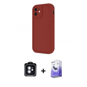 MARSİLYAN™- iPhone 11 Kılıf Yankı Yansıma Özel Seri - Siyah Bilvis 5in1 5D Magic Hayalet Cam Ekran Koruyucu + PVD Metal Kamera Lens - MI