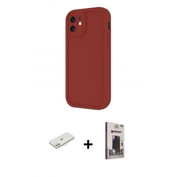 MARSİLYAN™- iPhone 11 Kılıf Yankı Yansıma Özel Seri - Siyah Bilvis Hayalet Cam Ekran Koruyucu + Renkli Kamera Lens Koruma Cam - TU