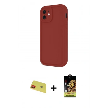 MARSİLYAN™- iPhone 11 Kılıf Yankı Yansıma Özel Seri - Siyah Buffer Cam Ekran Koruyucu + Rainbow Kamera Lens Koruma Cam - KI