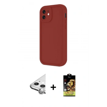 MARSİLYAN™- iPhone 11 Kılıf Yankı Yansıma Özel Seri - Siyah Buffer Cam Ekran Koruyucu + Raze Metal Kamera Lens - GS