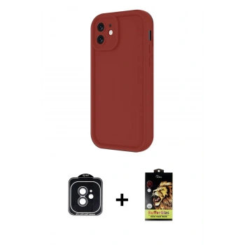 MARSİLYAN™- iPhone 11 Kılıf Yankı Yansıma Özel Seri - Siyah Buffer Cam Ekran Koruyucu + PVD Metal Kamera Lens - SH