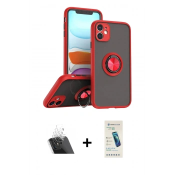 MARSİLYAN™- iPhone 11 Kılıf Yörünge Çizgi - Şeffaf Pasifik Cam Ekran Koruyucu + Kamera Lens Koruma Cam - SF