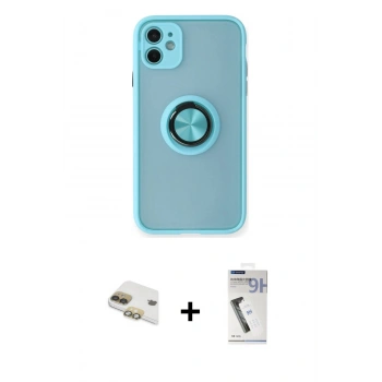 MARSİLYAN™- iPhone 11 Kılıf Yörünge Çizgi - Şeffaf Uv Polymer Nano Ekran Koruyucu + Pers Alüminyum Kamera Lens - GD