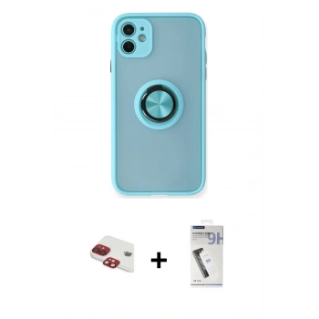 MARSİLYAN™- iPhone 11 Kılıf Yörünge Çizgi - Şeffaf Uv Polymer Nano Ekran Koruyucu + Pers Alüminyum Kamera Lens - KI