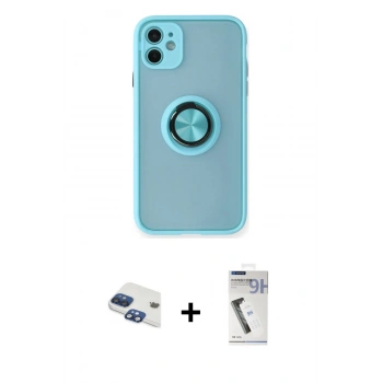 MARSİLYAN™- iPhone 11 Kılıf Yörünge Çizgi - Şeffaf Uv Polymer Nano Ekran Koruyucu + Pers Alüminyum Kamera Lens - LT
