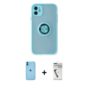 MARSİLYAN™- iPhone 11 Kılıf Yörünge Çizgi - Şeffaf Uv Polymer Nano Ekran Koruyucu + Neon Fosforlu Kamera Lens - MI