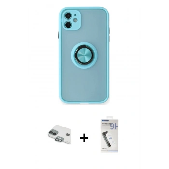 MARSİLYAN™- iPhone 11 Kılıf Yörünge Çizgi - Şeffaf Uv Polymer Nano Ekran Koruyucu + Pers Alüminyum Kamera Lens - YL