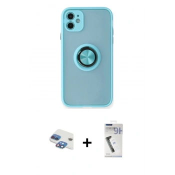 MARSİLYAN™- iPhone 11 Kılıf Yörünge Çizgi - Şeffaf Uv Polymer Nano Ekran Koruyucu + Pers Alüminyum Kamera Lens - GI