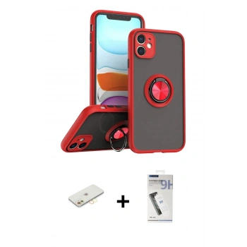 MARSİLYAN™- iPhone 11 Kılıf Yörünge Çizgi - Şeffaf Uv Polymer Nano Ekran Koruyucu + Renkli Kamera Lens Koruma Cam - SI