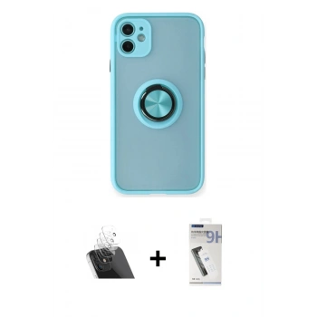MARSİLYAN™- iPhone 11 Kılıf Yörünge Çizgi - Şeffaf Uv Polymer Nano Ekran Koruyucu + Kamera Lens Koruma Cam - SF