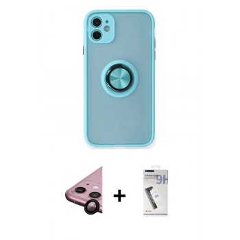 MARSİLYAN™- iPhone 11 Kılıf Yörünge Çizgi - Şeffaf Uv Polymer Nano Ekran Koruyucu + Raze Metal Kamera Lens - SH