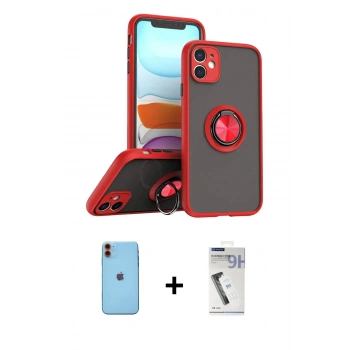 MARSİLYAN™- iPhone 11 Kılıf Yörünge Çizgi - Şeffaf Uv Polymer Nano Ekran Koruyucu + Neon Fosforlu Kamera Lens - TU