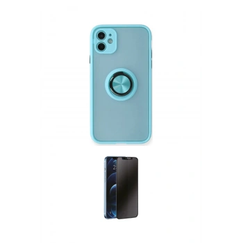 MARSİLYAN™- iPhone 11 Kılıf Yörünge Çizgi - Siyah 3D Antistatik Hayalet Cam Ekran Koruyucu