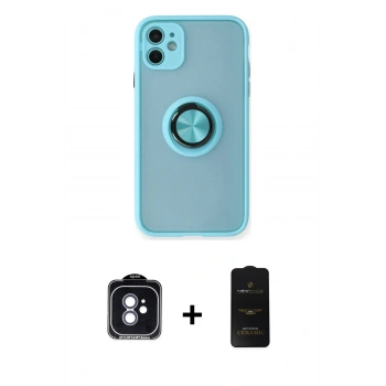 MARSİLYAN™- iPhone 11 Kılıf Yörünge Çizgi - Siyah 6D Antistatik Mat Seramik Hayalet Nano Ekran Koruyucu + PVD Metal Kamera Lens - MI