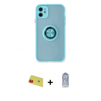 MARSİLYAN™- iPhone 11 Kılıf Yörünge Çizgi - Siyah Joko Magic 5D Cam + Rainbow Kamera Lens Koruma Cam - KI