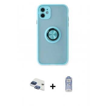 MARSİLYAN™- iPhone 11 Kılıf Yörünge Çizgi - Siyah Joko Magic 5D Cam + Pers Alüminyum Kamera Lens - LT