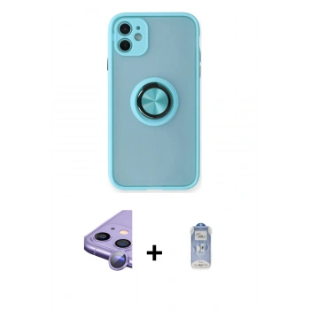 MARSİLYAN™- iPhone 11 Kılıf Yörünge Çizgi - Siyah Joko Magic 5D Cam + Raze Metal Kamera Lens - MR
