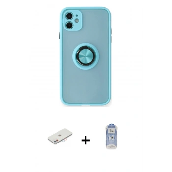 MARSİLYAN™- iPhone 11 Kılıf Yörünge Çizgi - Siyah Joko Magic 5D Cam + Renkli Kamera Lens Koruma Cam - PE