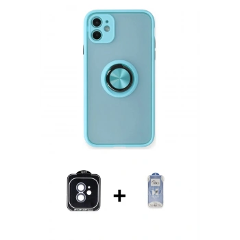 MARSİLYAN™- iPhone 11 Kılıf Yörünge Çizgi - Siyah Joko Magic 5D Cam + PVD Metal Kamera Lens - MI