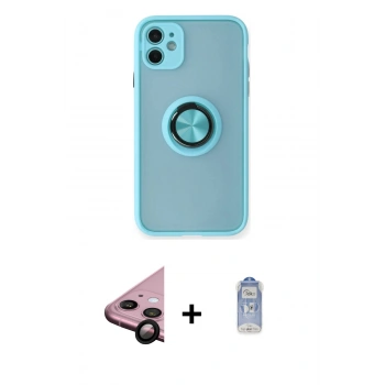 MARSİLYAN™- iPhone 11 Kılıf Yörünge Çizgi - Siyah Joko Magic 5D Cam + Raze Metal Kamera Lens - SH