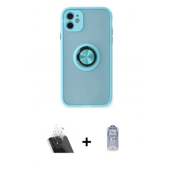 MARSİLYAN™- iPhone 11 Kılıf Yörünge Çizgi - Siyah Joko Magic 5D Cam + Kamera Lens Koruma Cam - SF