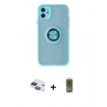 MARSİLYAN™- iPhone 11 Kılıf Yörünge Çizgi - Siyah Joko Magic 5D Hayalet Cam + Pers Alüminyum Kamera Lens - LT