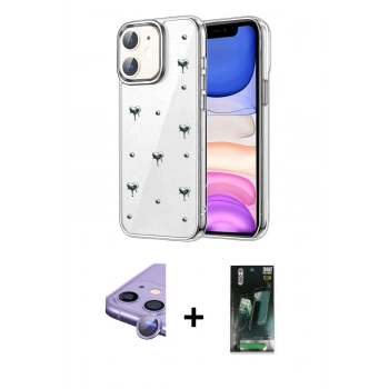 MARSİLYAN™- iPhone 11 Kılıf Yörünge Form - Şeffaf 360 Full Body Arka Koruyucu + Raze Metal Kamera Lens - MR