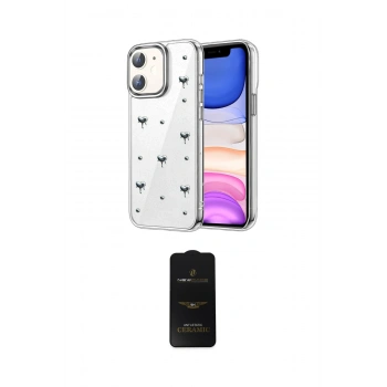 MARSİLYAN™- iPhone 11 Kılıf Yörünge Form - Siyah 6D Antistatik Mat Seramik Hayalet Nano Ekran Koruyucu