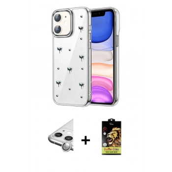 MARSİLYAN™- iPhone 11 Kılıf Yörünge Form - Siyah Buffer Cam Ekran Koruyucu + Raze Metal Kamera Lens - GS