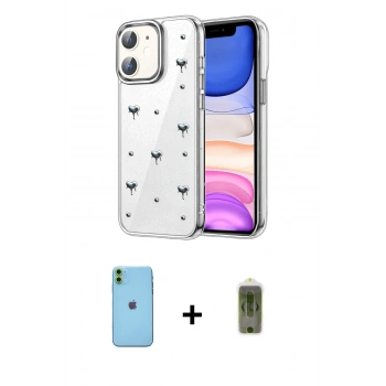 MARSİLYAN™- iPhone 11 Kılıf Yörünge Form - Siyah Joko Magic 5D Hayalet Cam + Neon Fosforlu Kamera Lens - YL