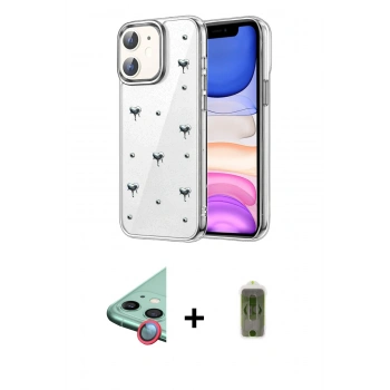 MARSİLYAN™- iPhone 11 Kılıf Yörünge Form - Siyah Joko Magic 5D Hayalet Cam + Raze Metal Kamera Lens - KI