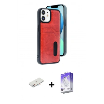 MARSİLYAN™- iPhone 11 Kılıf Yörünge Işık Serisi - Siyah Bilvis 5in1 3D Magic Cam Ekran Koruyucu + Renkli Kamera Lens Koruma Cam - PE