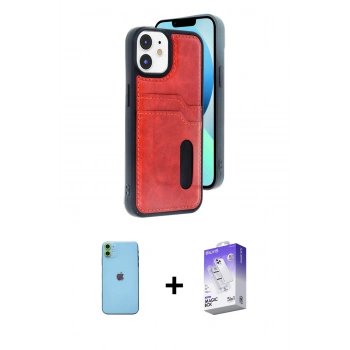 MARSİLYAN™- iPhone 11 Kılıf Yörünge Işık Serisi - Siyah Bilvis 5in1 3D Magic Cam Ekran Koruyucu + Neon Fosforlu Kamera Lens - YL