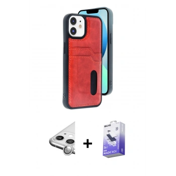 MARSİLYAN™- iPhone 11 Kılıf Yörünge Işık Serisi - Siyah Bilvis 5in1 5D Magic Hayalet Cam Ekran Koruyucu + Raze Metal Kamera Lens - GS