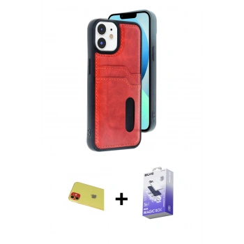 MARSİLYAN™- iPhone 11 Kılıf Yörünge Işık Serisi - Siyah Bilvis 5in1 5D Magic Hayalet Cam Ekran Koruyucu + Rainbow Kamera Lens Koruma Cam - KI