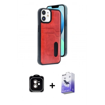 MARSİLYAN™- iPhone 11 Kılıf Yörünge Işık Serisi - Siyah Bilvis 5in1 5D Magic Hayalet Cam Ekran Koruyucu + PVD Metal Kamera Lens - TU