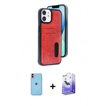 MARSİLYAN™- iPhone 11 Kılıf Yörünge Işık Serisi - Siyah Bilvis 5in1 5D Magic Hayalet Cam Ekran Koruyucu + Neon Fosforlu Kamera Lens - TU