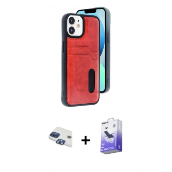 MARSİLYAN™- iPhone 11 Kılıf Yörünge Işık Serisi - Siyah Bilvis 5in1 5D Magic Hayalet Cam Ekran Koruyucu + Pers Alüminyum Kamera Lens - LT