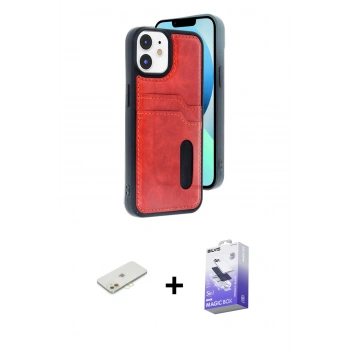MARSİLYAN™- iPhone 11 Kılıf Yörünge Işık Serisi - Siyah Bilvis 5in1 5D Magic Hayalet Cam Ekran Koruyucu + Renkli Kamera Lens Koruma Cam - TU