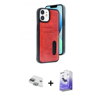 MARSİLYAN™- iPhone 11 Kılıf Yörünge Işık Serisi - Siyah Bilvis 5in1 5D Magic Hayalet Cam Ekran Koruyucu + Pers Alüminyum Kamera Lens - YL