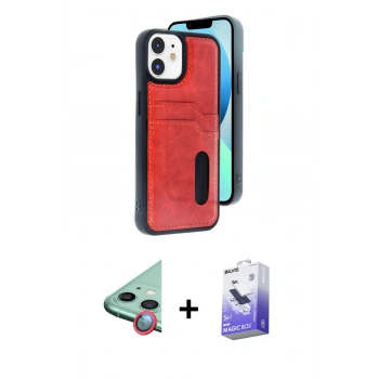 MARSİLYAN™- iPhone 11 Kılıf Yörünge Işık Serisi - Siyah Bilvis 5in1 5D Magic Hayalet Cam Ekran Koruyucu + Raze Metal Kamera Lens - KI
