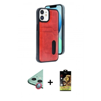 MARSİLYAN™- iPhone 11 Kılıf Yörünge Işık Serisi - Siyah Buffer Cam Ekran Koruyucu + Raze Metal Kamera Lens - KI