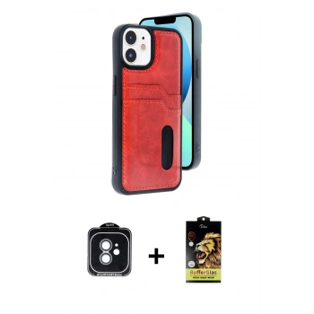 MARSİLYAN™- iPhone 11 Kılıf Yörünge Işık Serisi - Siyah Buffer Cam Ekran Koruyucu + PVD Metal Kamera Lens - MI