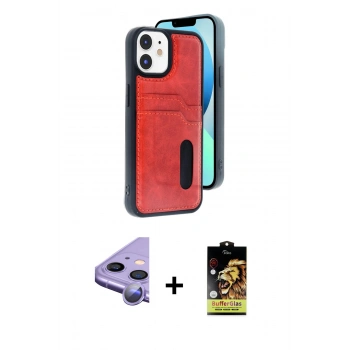 MARSİLYAN™- iPhone 11 Kılıf Yörünge Işık Serisi - Siyah Buffer Cam Ekran Koruyucu + Raze Metal Kamera Lens - MR