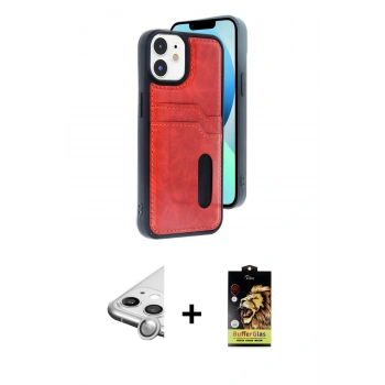 MARSİLYAN™- iPhone 11 Kılıf Yörünge Işık Serisi - Siyah Buffer Cam Ekran Koruyucu + Raze Metal Kamera Lens - GS