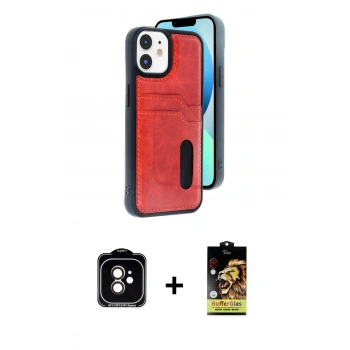 MARSİLYAN™- iPhone 11 Kılıf Yörünge Işık Serisi - Siyah Buffer Cam Ekran Koruyucu + PVD Metal Kamera Lens - TU