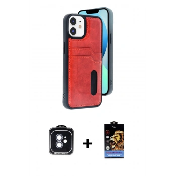 MARSİLYAN™- iPhone 11 Kılıf Yörünge Işık Serisi - Siyah Buffer Hayalet Cam Ekran Koruyucu + PVD Metal Kamera Lens - MI