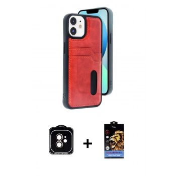 MARSİLYAN™- iPhone 11 Kılıf Yörünge Işık Serisi - Siyah Buffer Hayalet Cam Ekran Koruyucu + PVD Metal Kamera Lens - TU
